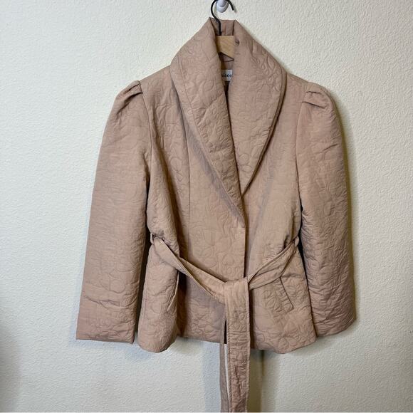 En Saison Peony Journee Jacket Pink Floral Embossed Jacket Coat Tie Waist Size S - Picture 6 of 9